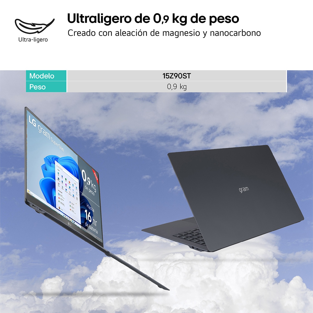 Portátil LG gram 15Z90ST, Intel Core Ultra 7, 32GB, 512GB SSD, 15,6", W11 Azul Neptuno-2