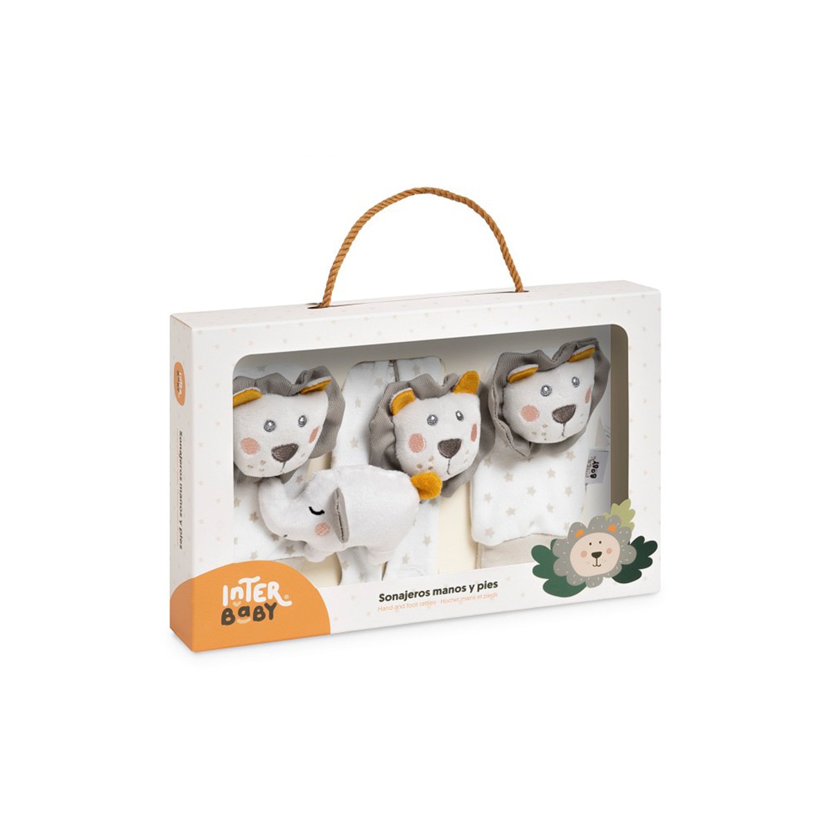 Set de peucos y muñequeras Sonajero león Gris-4