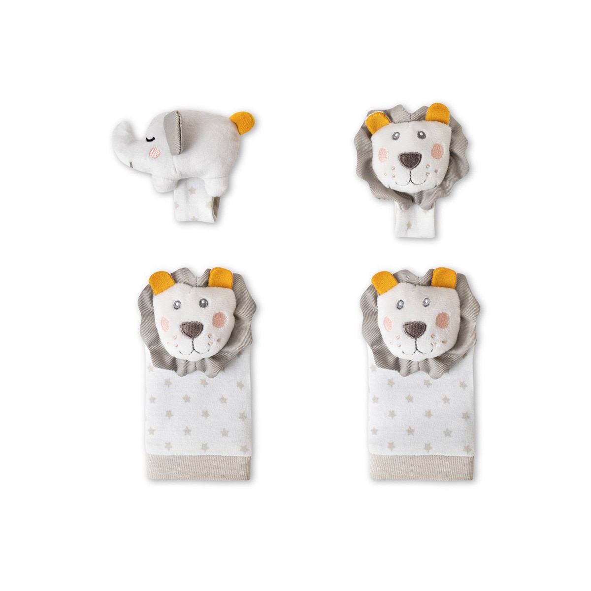 Imagen 0 de Set de peucos y muñequeras Sonajero león