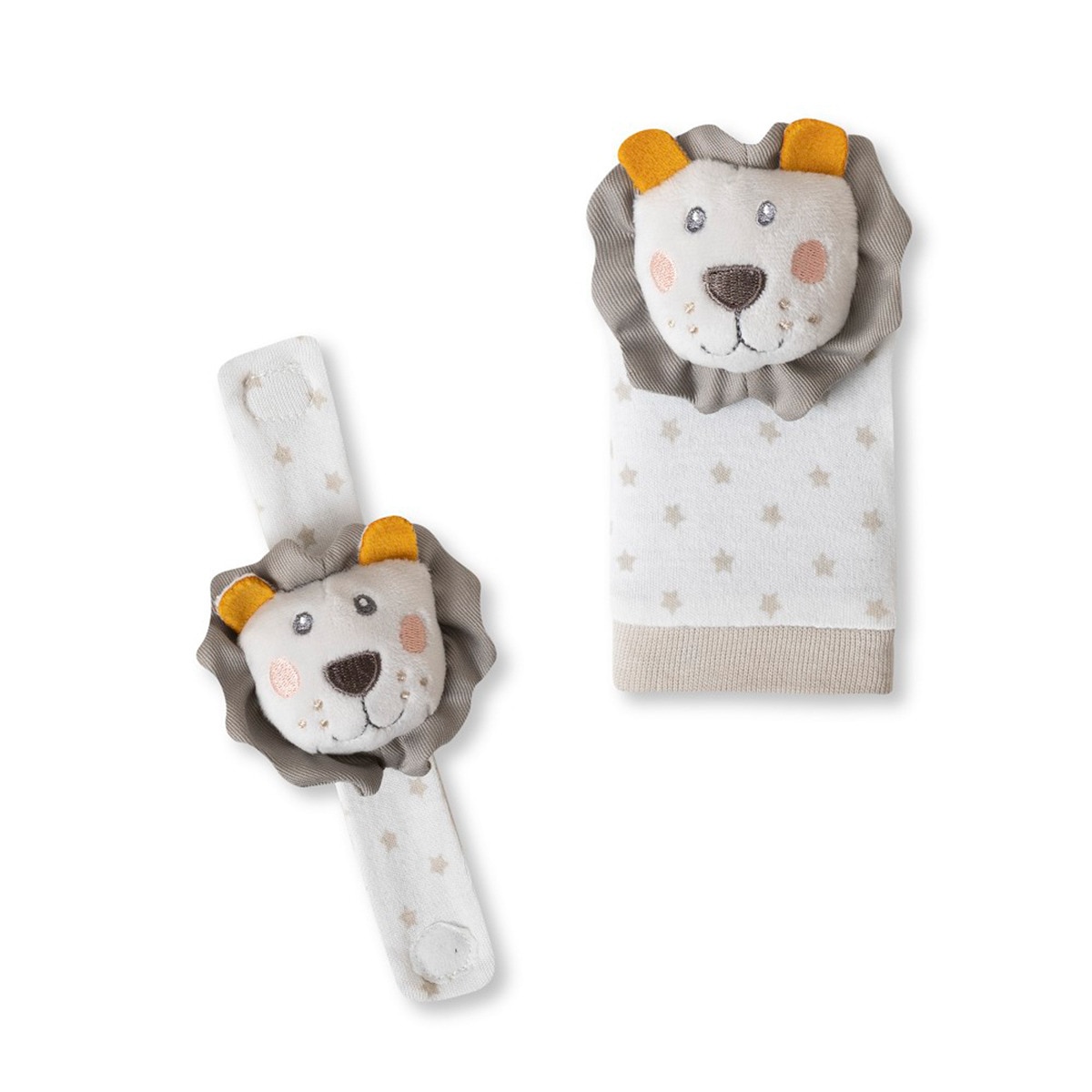 Set de peucos y muñequeras Sonajero león Gris-2