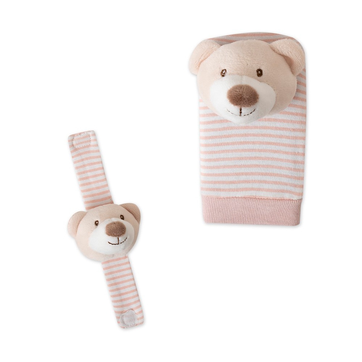 Set de peucos y muñequeras Sonajero osito Rosa-3