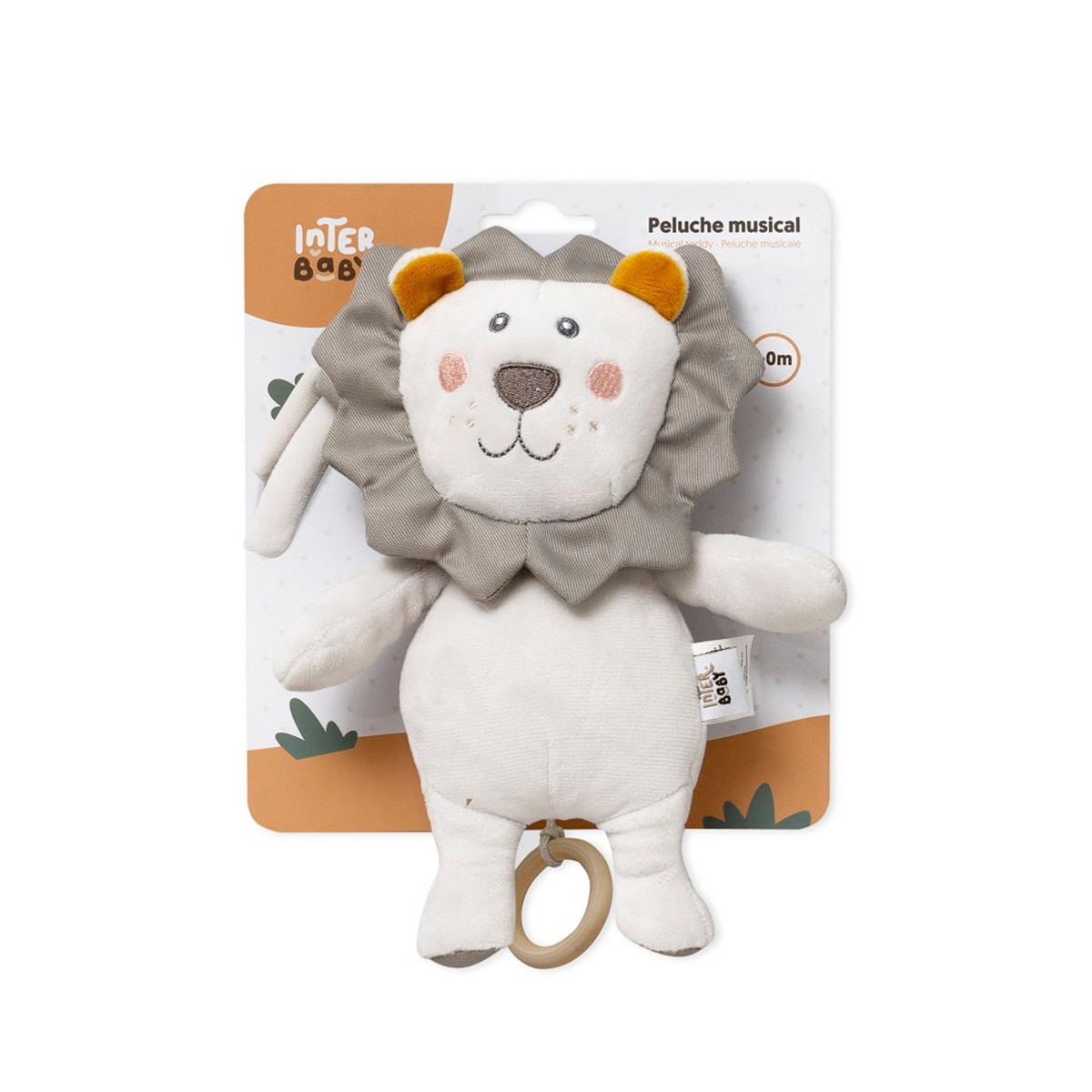 Peluche musical leon Gris-2