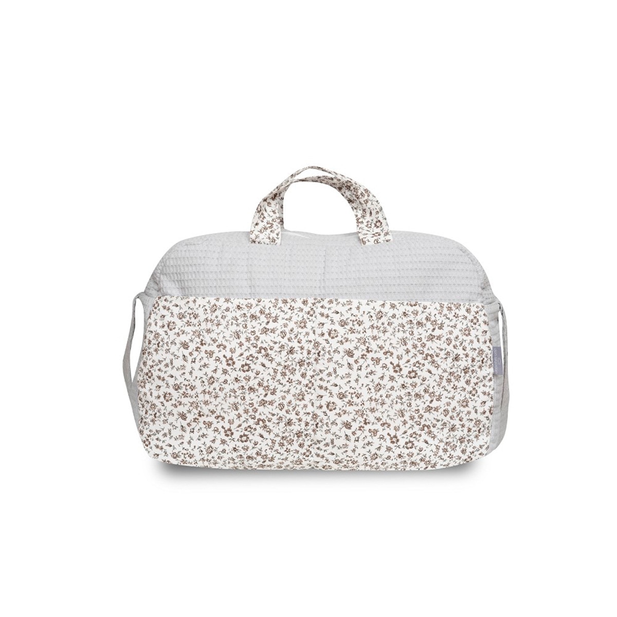 Bolso maternal nido de abeja+flores Gris-3