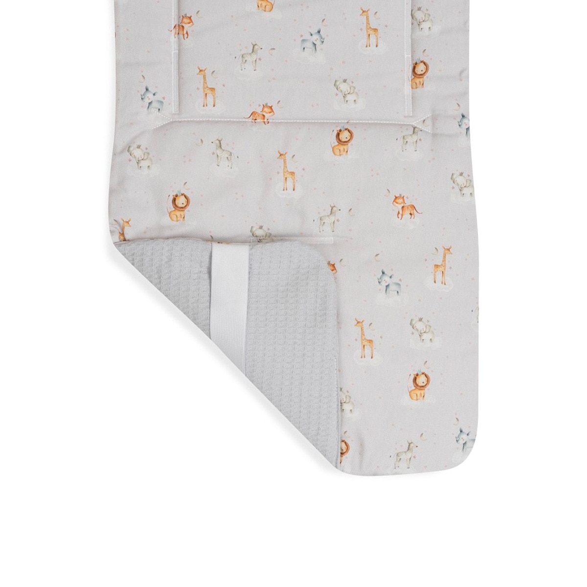 Colchoneta reversible nido abeja+animalitos Gris-4