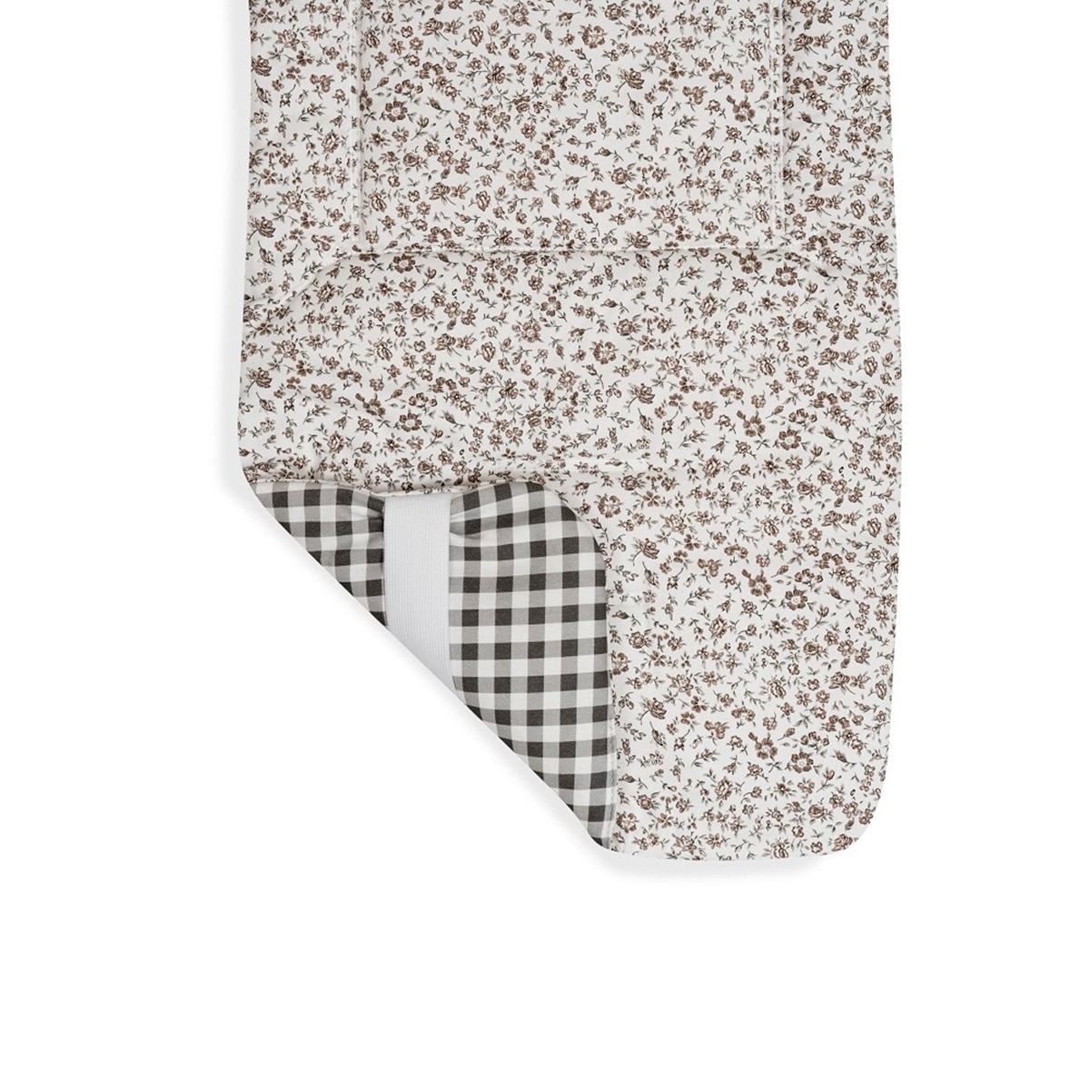 Colchoneta reversible vichy+flores Gris-4