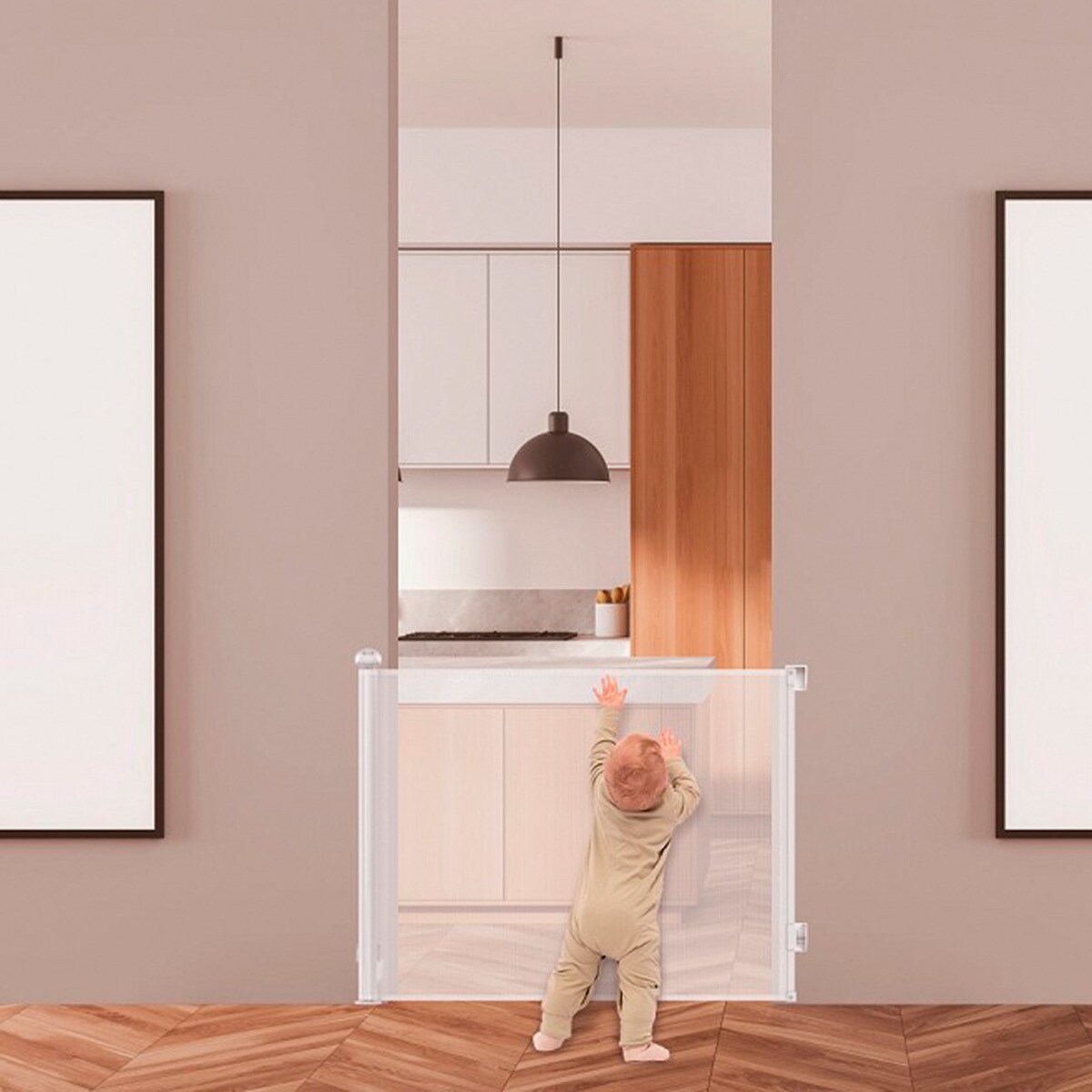 Barrera retractil blanco Blanco-5