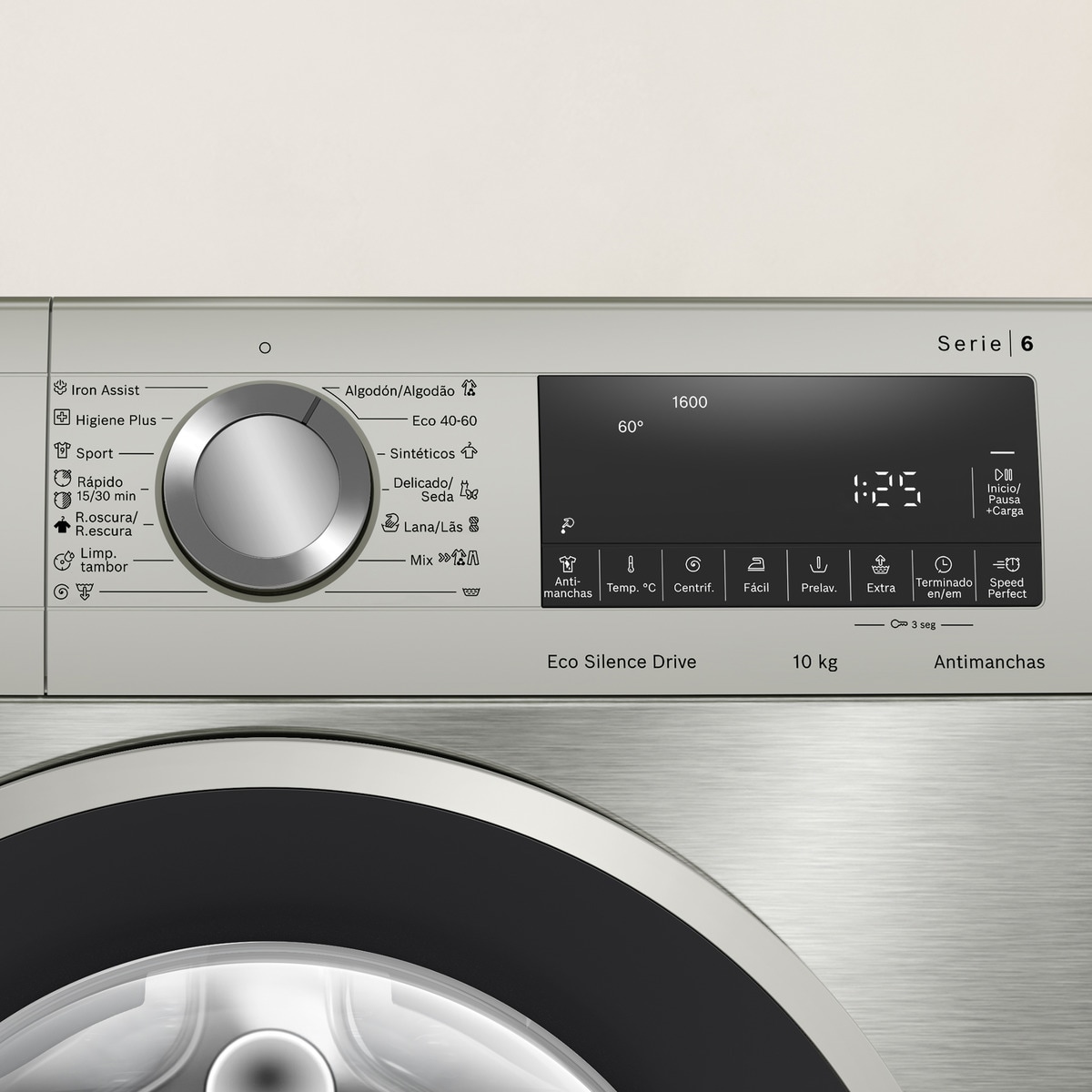 Lavadora Bosch 10 kg / 1.600 rpm, Motor EcoSilence - WGG256ZXES Inox-5