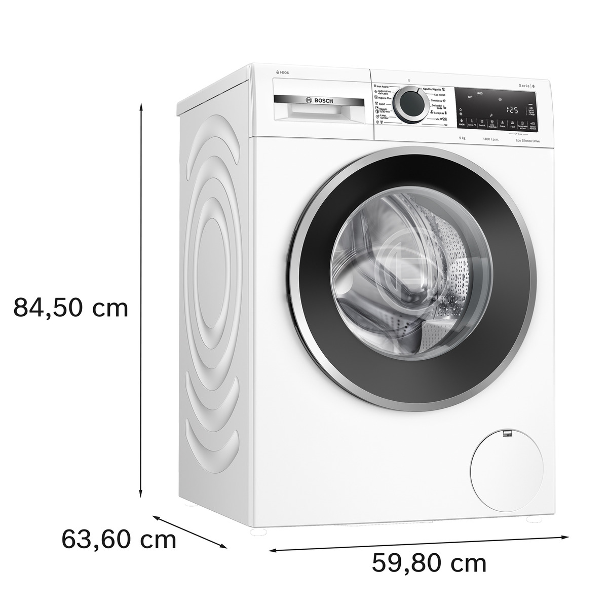 Máquina de Lavar Roupa Bosch Serie 6 WGG244F1ES i-DOS Carga Frontal de 9 Kg e 1400 rpm - Branco Branco-2