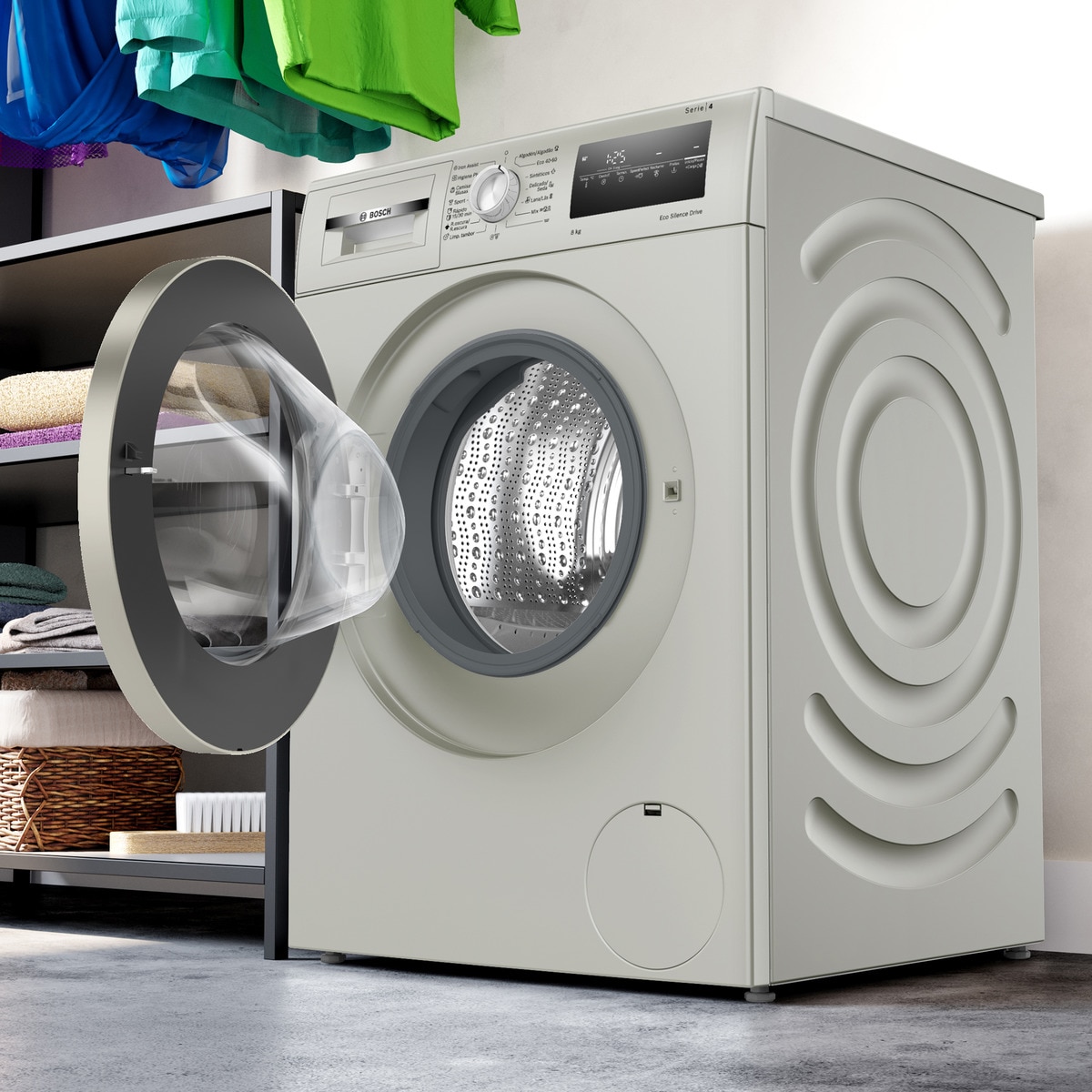 Lavadora Bosch 8 kg/1.200 rpm, motor EcoSilence - WAN2428XES Acero mate-4