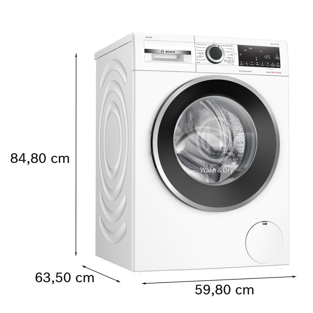 Máquina de Lavar e Secar Roupa Bosch Serie 6 WNG244A0ES i-DOS Carga Frontal de 10,5/6 kg e 1400 rpm - Branco Branco-2