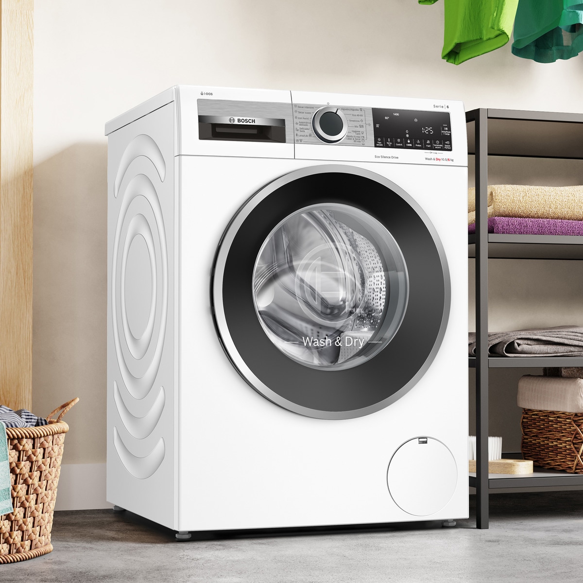Máquina de Lavar e Secar Roupa Bosch Serie 6 WNG244A0ES i-DOS Carga Frontal de 10,5/6 kg e 1400 rpm - Branco Branco-3