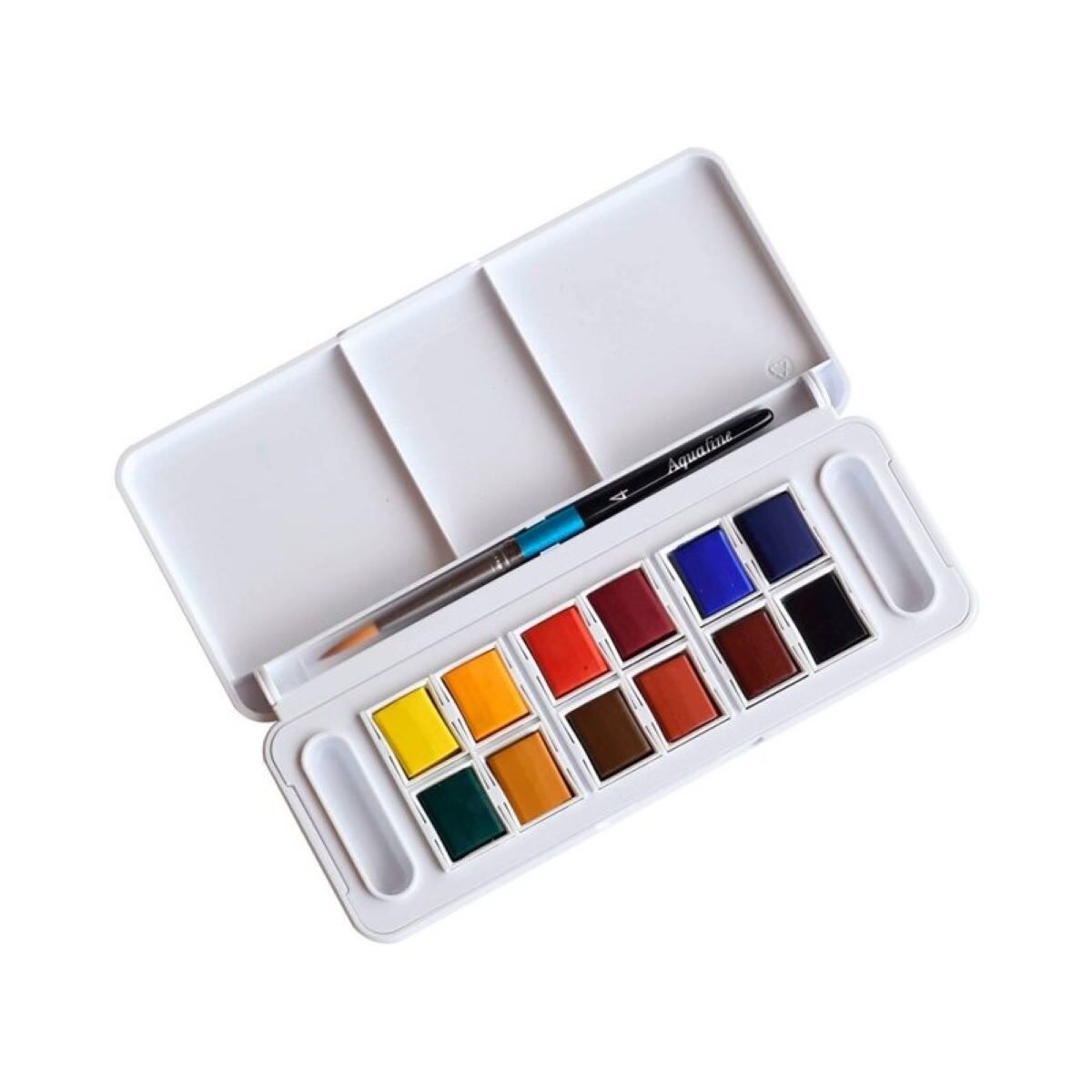 Caixa de 12 Aguarelas Daler Rowney Aquafine  com Pincel, cores sortidas 2