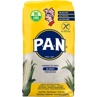 harina de maíz blanco precocida sin gluten paquete 1 kg - P.a.n.
