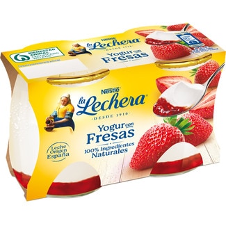 yogur con fresa pack 2 unidades 125 g - La Lechera