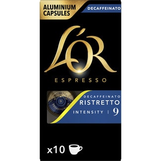 café descafeinado Ristretto intensidad 9 estuche 10 cápsulas compatible con máquinas Nespresso - L'or Espresso
