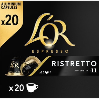café Ristretto intensidad 11 estuche 20 cápsulas compatibles con máquinas Nespresso - L'or Espresso