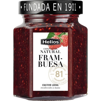 confitura natural de frambuesa con 56% fruta y azúcar moreno frasco 330 g - Helios