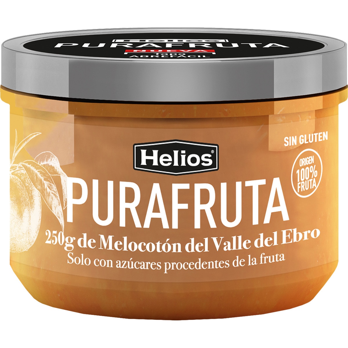 mermelada de melocotón del valle del Ebro singluten frasco 250 g solo con azúcares procedentes de la fruta