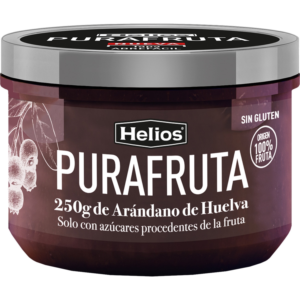mermelada de arándano de Huelva sin gluten frasco 250 g solo con azúcares procedentes de la fruta