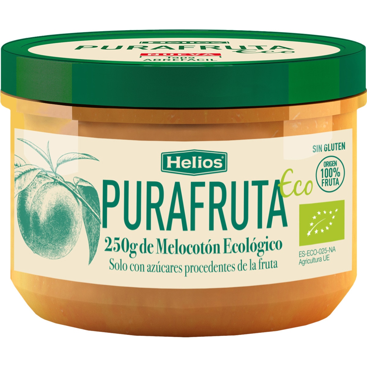 mermelada de melocotón ecológico sin glutren frasco 250 g solo con azúcares procedentes de la fruta
