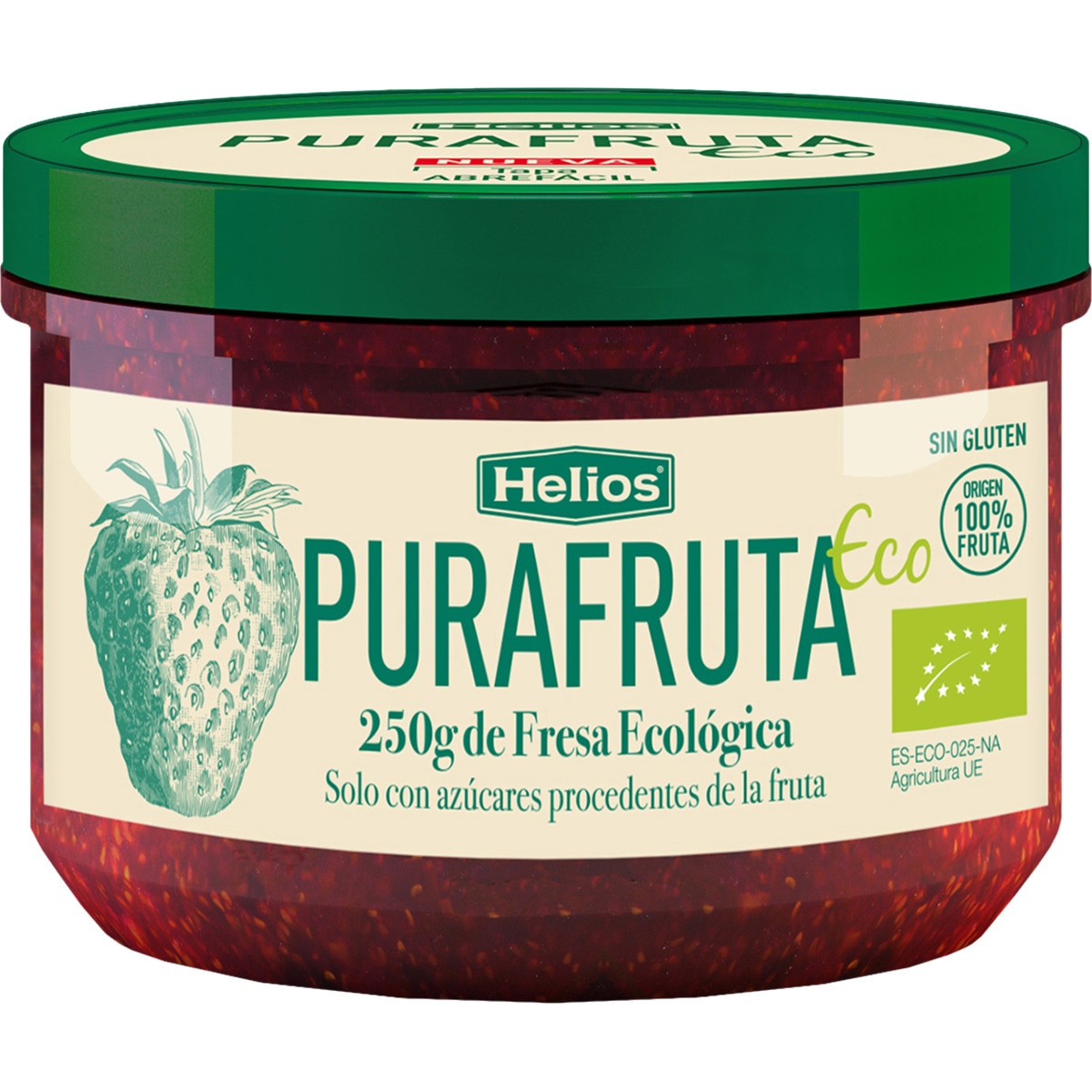 mermelada de fresa ecológica sin gluten frasco 250 g solo con azúcares procedentes de la fruta