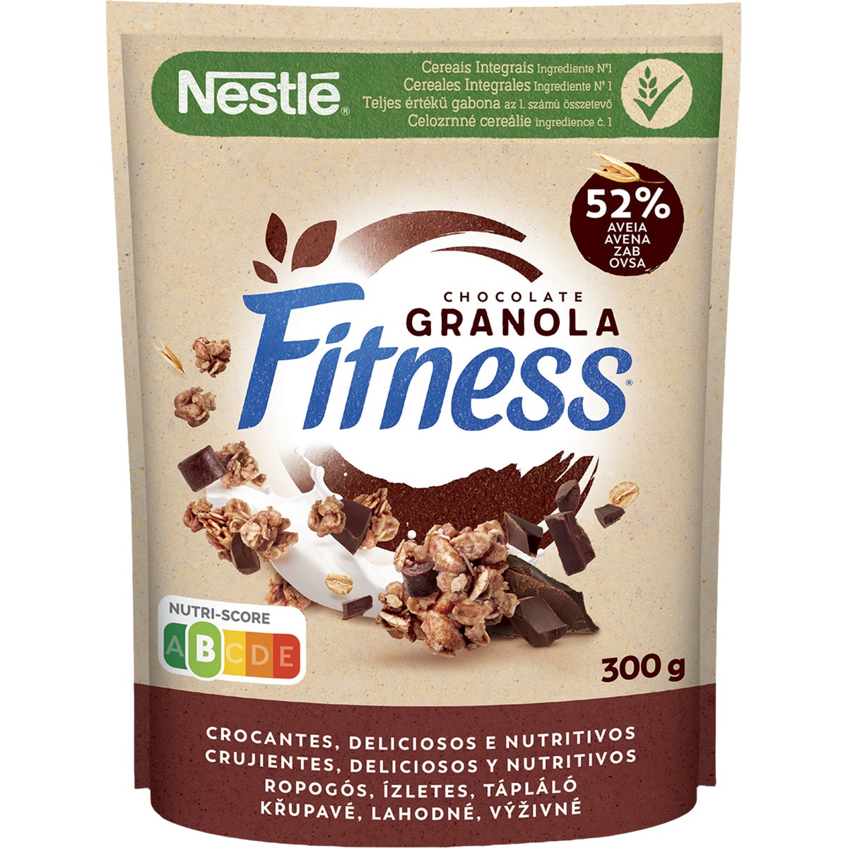 cereales de desayuno granola de avena y trigo integral con pepitas de chocolate bolsa 300 g