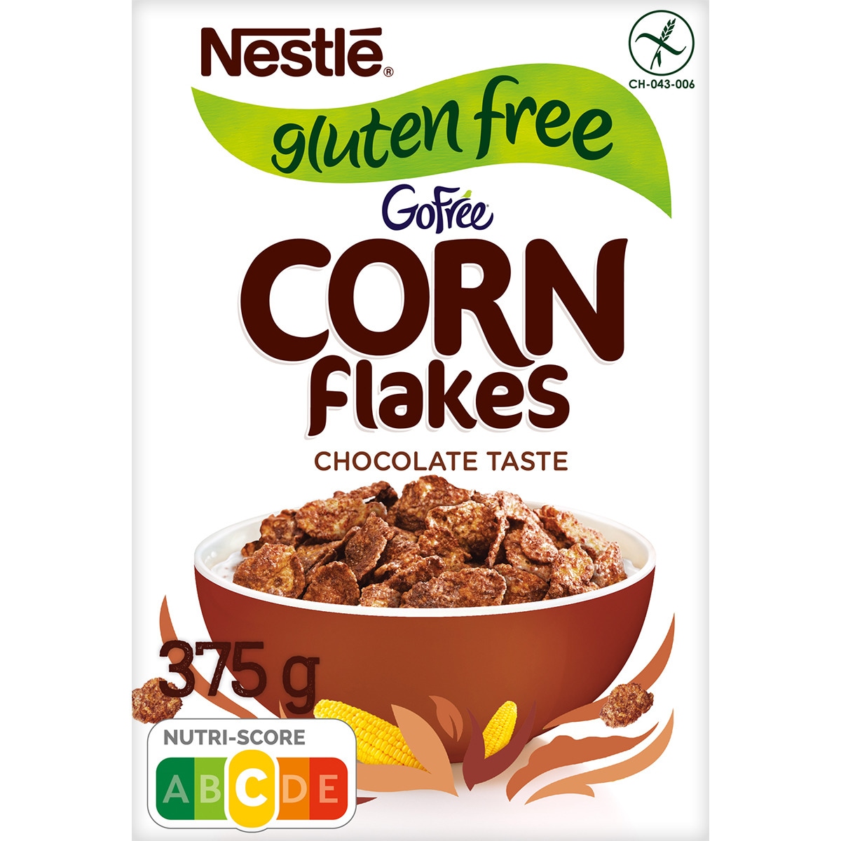 cereales de desayuno en copos de maíz con chocolate sin gluten estuche 375 g