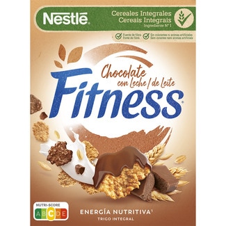cereales de desayuno copos de trigo integral y arroz tostado con chocolate con leche paquete 375 g - Nestle Fitness