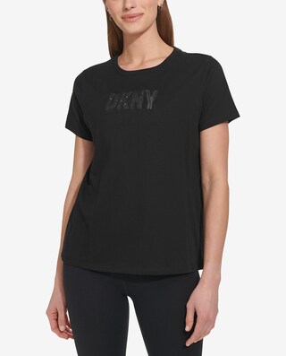 DKNY Abito Maniche Corte In Cotone Con Logo Stampato E Coulisse In Vita — Casual Donna, Vestibilità Regolabile