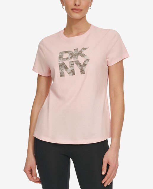 DKNY Abito A Maniche Corte con Logo con Coulisse Casual Donna