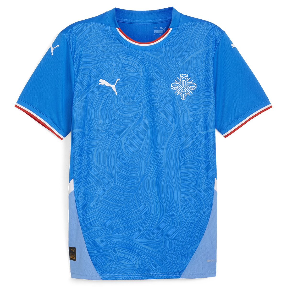 T-shirt de Homem 1.º Equipamento Islândia KSI 2024 Réplica Azul-6