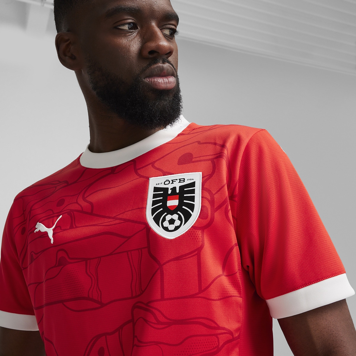 T-shirt de Homem 1.º Equipamento Áustria ÖFB 2024 Réplica Vermelho-5