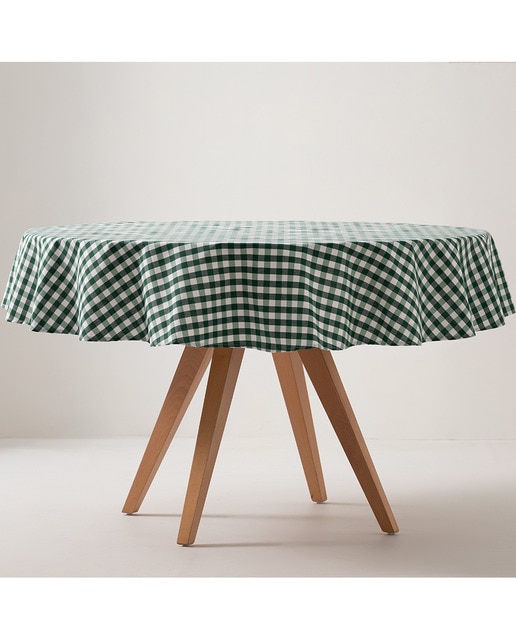 Imagen 0 de Mantel redondo antimanchas vichy verde