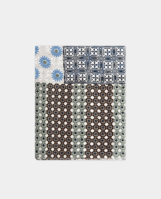 Imagen 0 de Fular de hombre patchwork marrones, verdes y azules