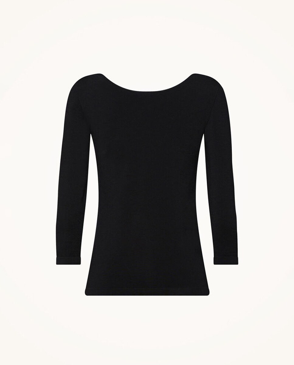 T-shirt de Manga 3/4 e Corte Cintado Preto-2