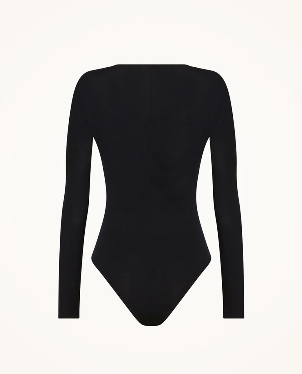 Body Cintado com Decote em Bico Preto-2