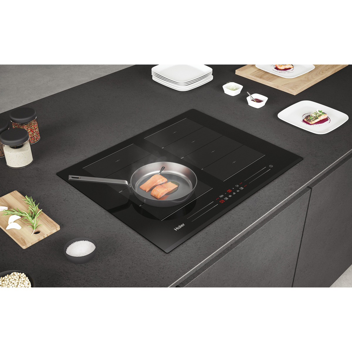 Placa de inducción Haier, 4 zonas, Zona Flex, WIFI, Chef@Home Series 6 - HA2MTSJP58MB1 Negro-6