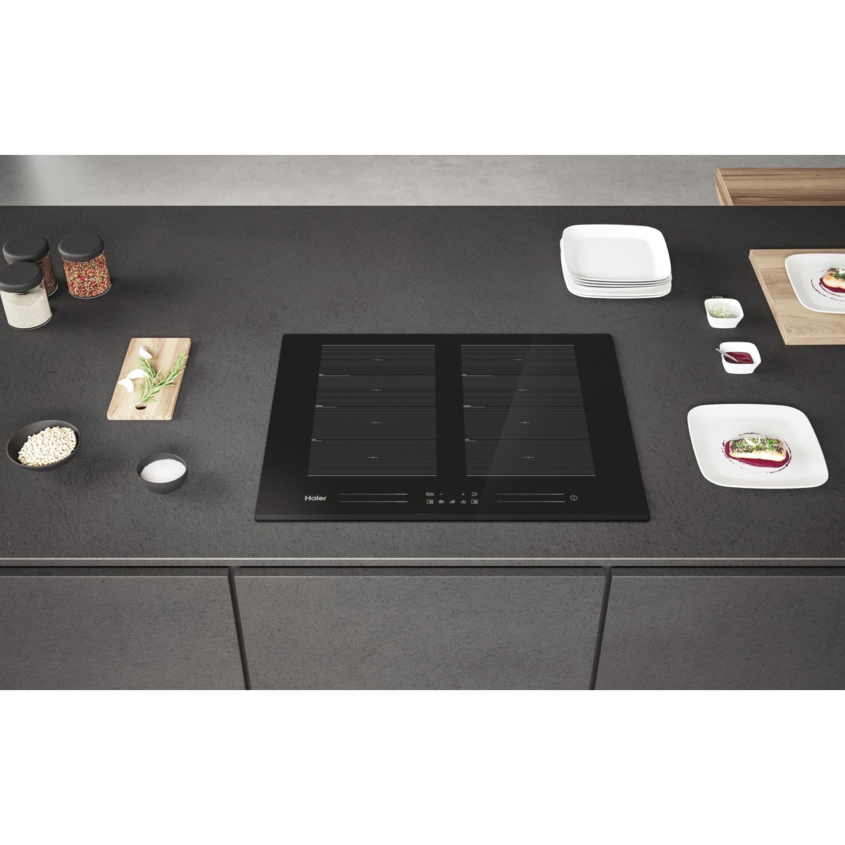 Placa de inducción Haier, 4 zonas, Zona Flex, WIFI, Chef@Home Series 6 - HA2MTSJP58MB1 Negro-5