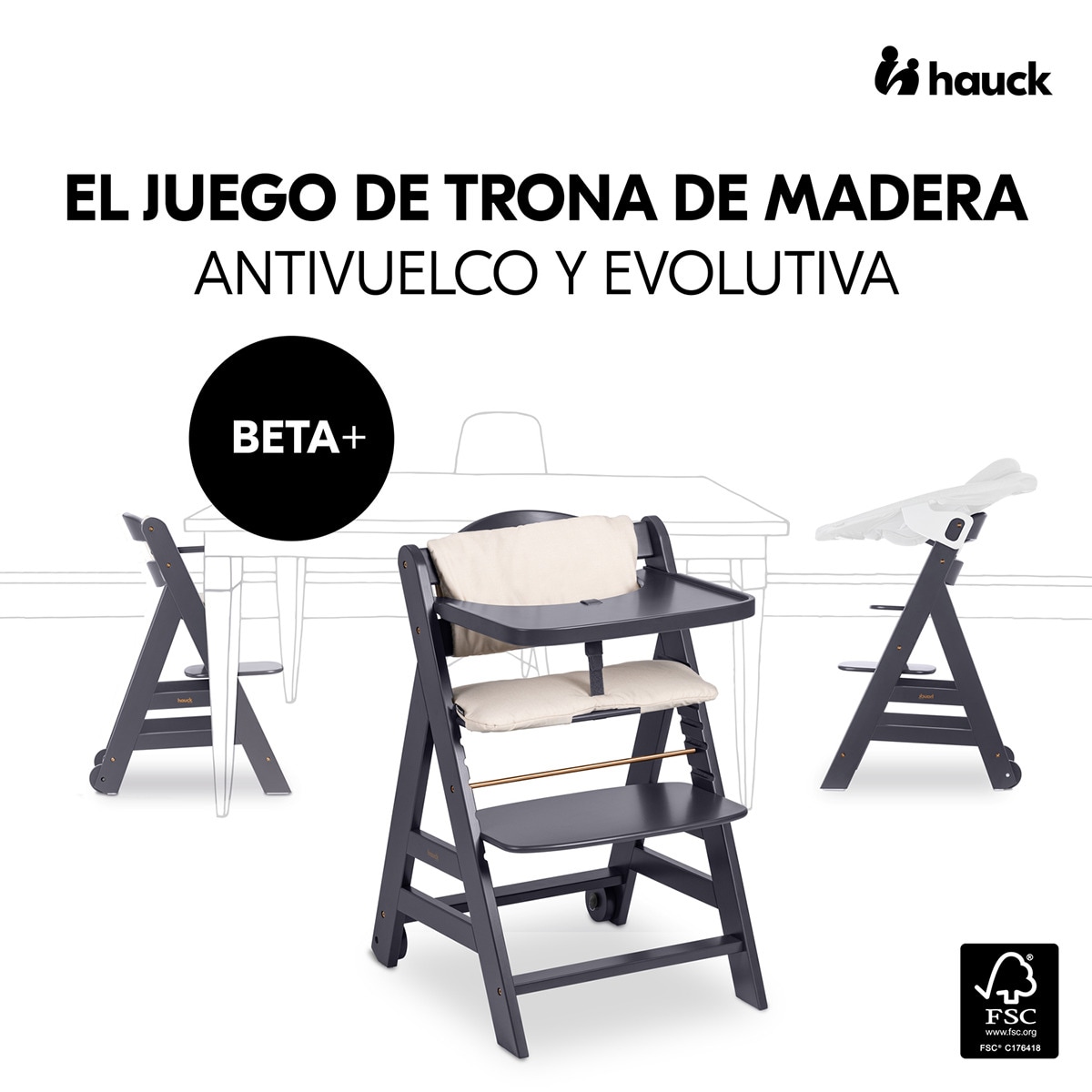 Trona Evolutiva Hauck Beta+ Gris oscuro-2