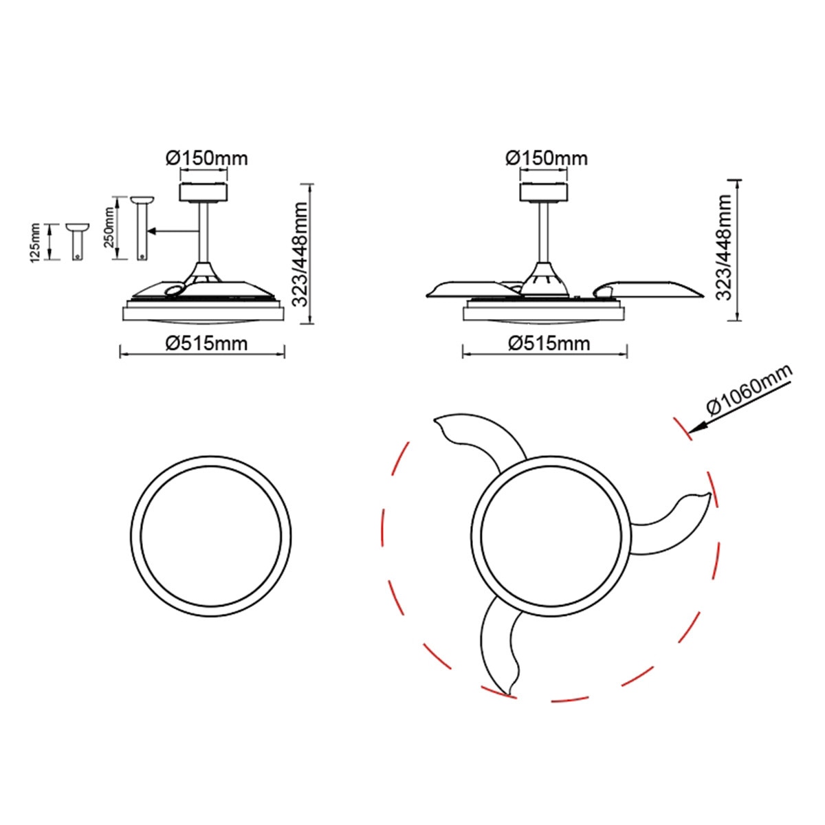 Ventilador de techo con luz LED y motor DC Mistral El Corte Inglés Blanco-4