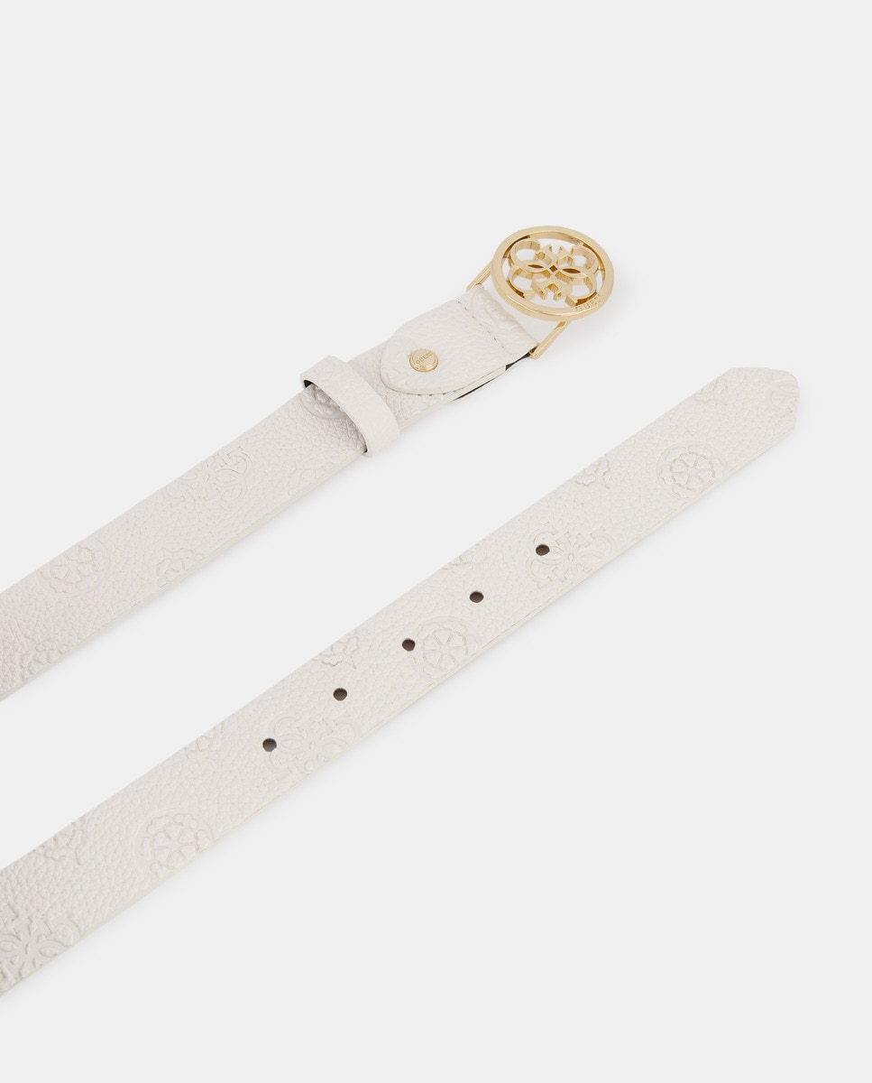 Cinto Fino com Fivela Metálica - Branco Branco-2