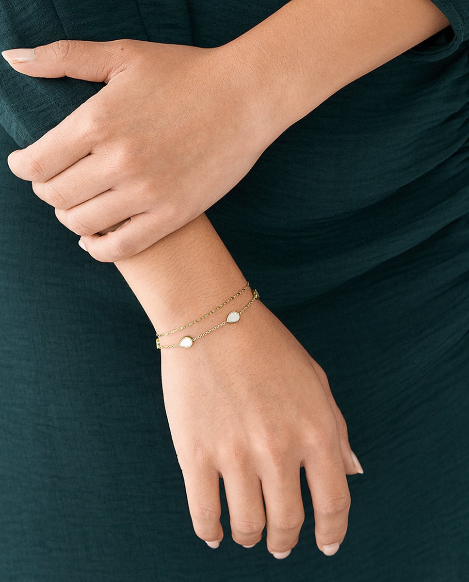 Pulsera de acero con nácar Blanco-6