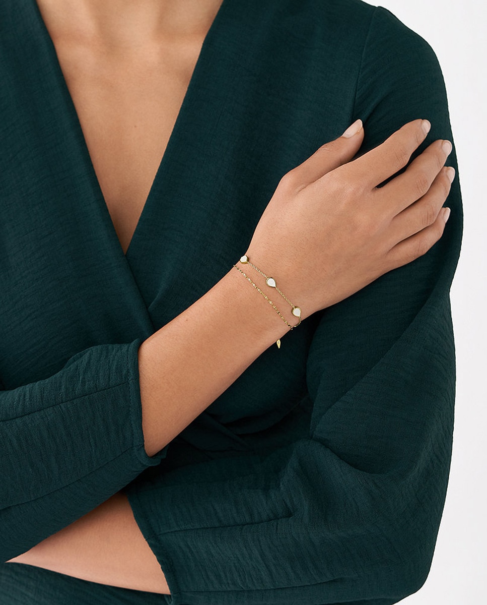 Pulsera de acero con nácar Blanco-5