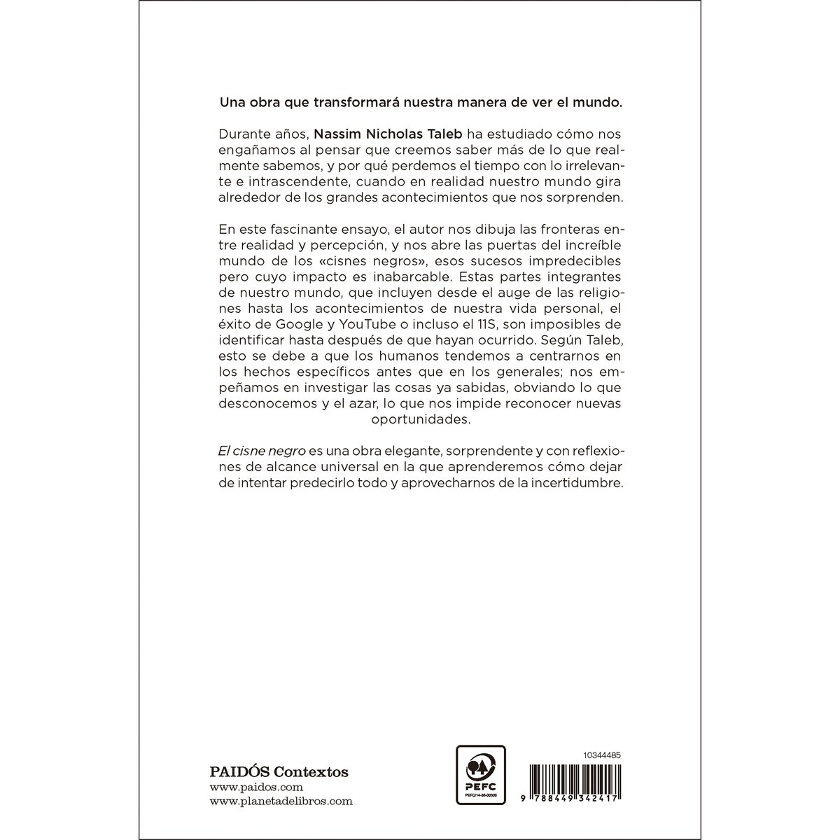 El cisne negro: El impacto de lo altamente improbable (Capa mole com abas) 2