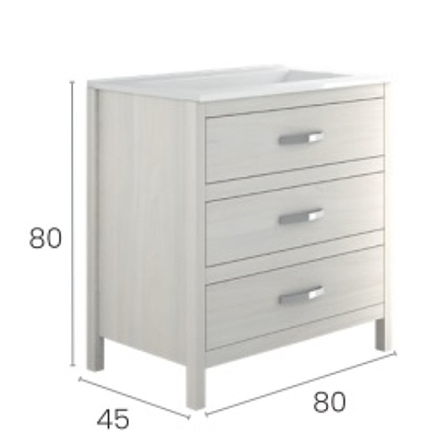 Móvel de casa de banho com 3 gavetas e lavatório em cerâmica 80 cm Zeus 4