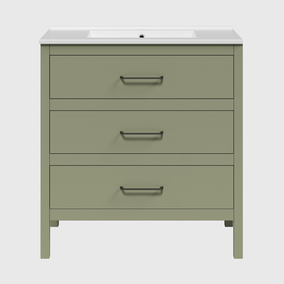 Móvel de casa de banho com 3 gavetas e lavatório em cerâmica 80 cm Zeus 2