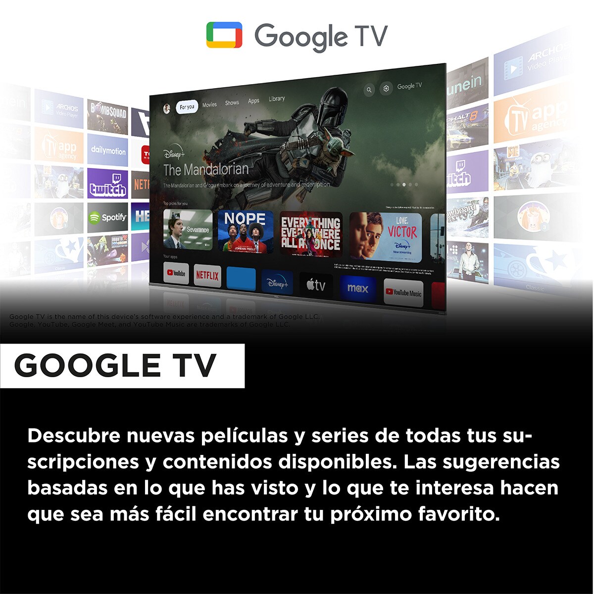 TV LED 190,5 cm (75") TCL 75P755, 4K UHD HDR, Wide Color Gamut, Smart TV by Google TV, Dolby Vision y Atmos, compatible con Google Assistant Titanio-7