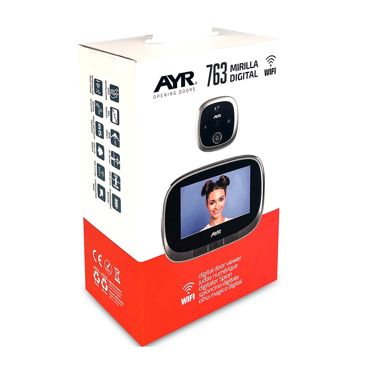 Mirilla Digital Wi-Fi AYR-763 4,3" (10,9 cm) Gris / Negro-11