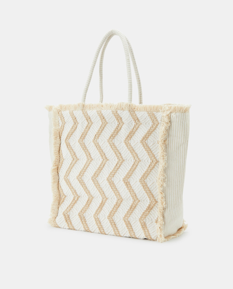 Mala Shopper de Praia com Estampado Branco-2