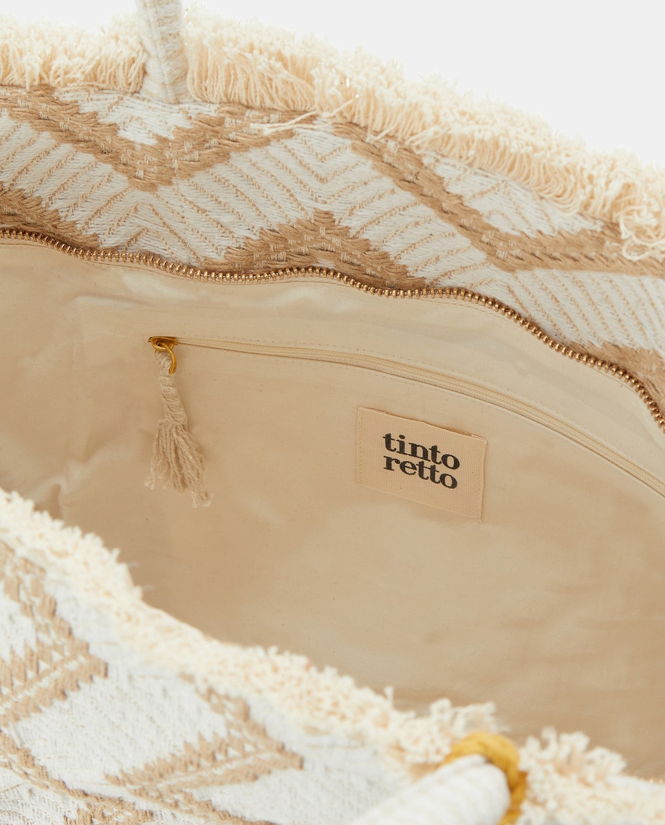 Mala Shopper de Praia com Estampado Branco-3